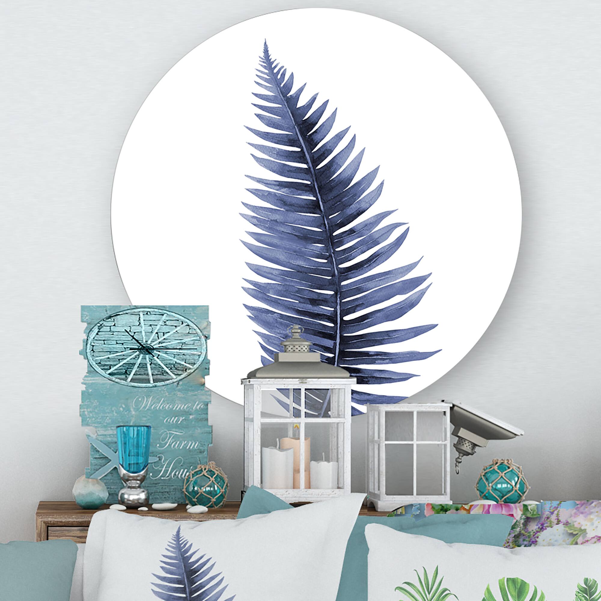 Designart - Tropical Blue Watercolour Leaves II